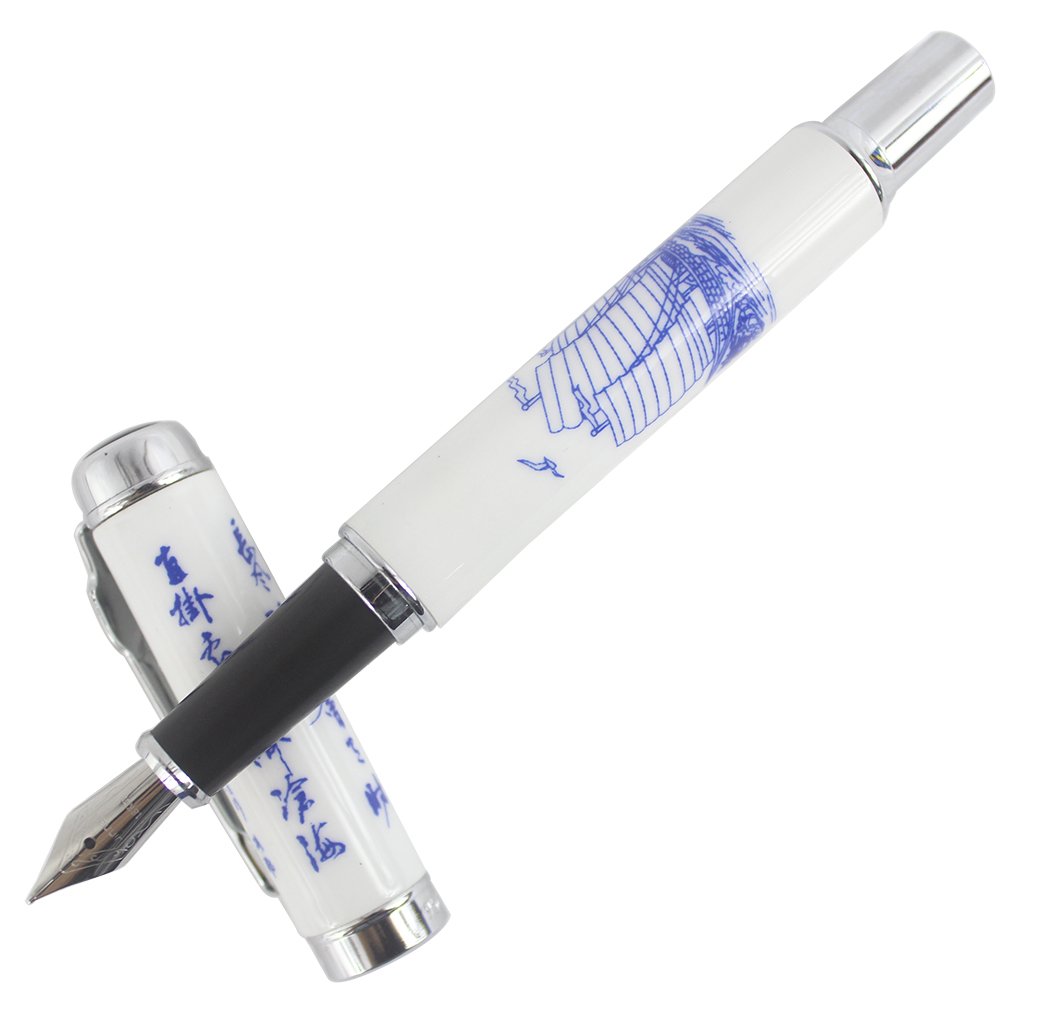 Amazon | 高級万年筆Jinhao950青と書道と白の磁器、ボートミディアム
