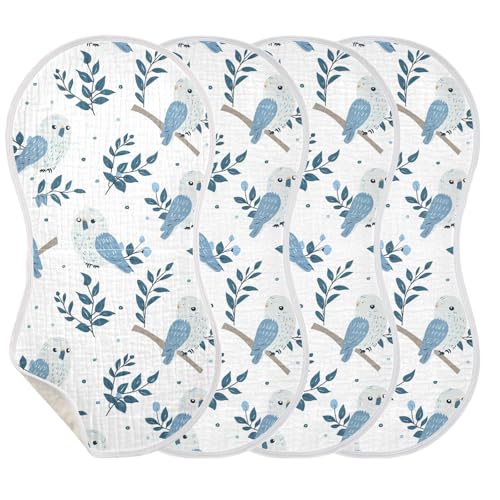 Baby Blue Playful Kea Cotton Large Burp Cloths for Baby Soft and Absorbent spit up Cloth for Unisex Set of 2, 22x11in3