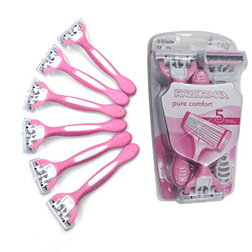 Women's Comfort Disposable Shaving Razors 5 Blade Package (6 Count)