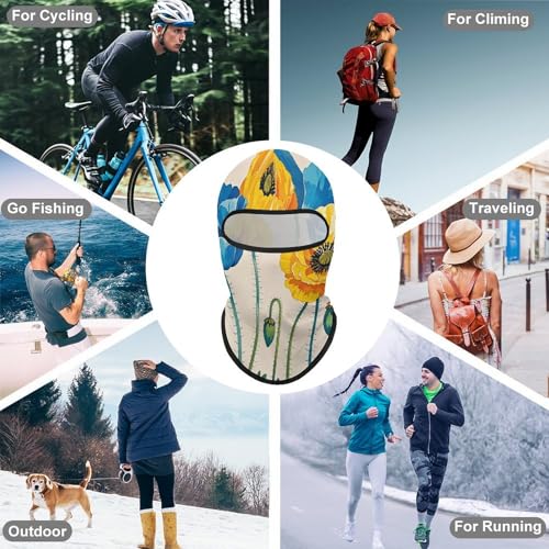 Balaclava para hombre y mujer, máscara completa para esquí, ciclismo y motociclismo, con diseño floral miniatura 6