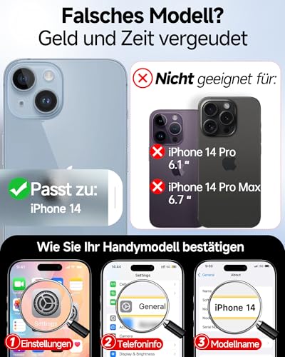LeYi Handyhülle für iPhone 14 Hülle für Magsafe mit 2X Panzerglas-Schwarz – Ansicht 2