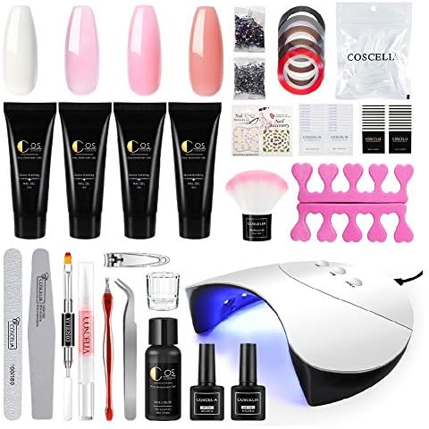 Saint-Acior Poly Nail Gel Extension Nail Builder Kit Nail UV Lamp LED Dryer 4 Colors Nail Tips Glue Soak Off Topcoat Basecoat Liquid Nail Art Tool Manicure Cover