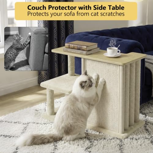 Image of Homegroove Cat Scratching Post, Mushroom Shaped Tall Scratch Post with Large Stable Round Base, Sisal Cat Scratcher Furniture for Indoor Kittens and Adult Cats (Natural Wood - Right)