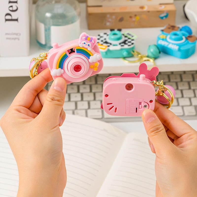 Image of Toy Imagine Cute Cartoon Projection Camera Keychain Mini 2-in-1 Projector Toy with Image Slide Show Cartoon Design Keyring for Kids Assorted Design (Pack of 8)