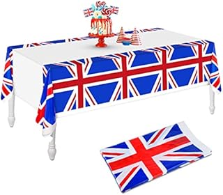 ELECLAND Union Jack Tablecloth Plastic British Flag Table Cover 130x220cm UK Flag Table Cloth Rectangular Table Cover for National Day Sports Events Office Street Home Dining Table Decorations