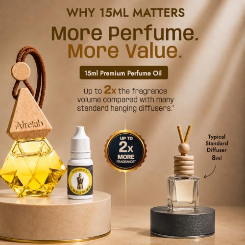 Image of Car Air Freshener | 15ml Refillable Perfume Oil with Wooden Diffuser Hanging Pod | Fragrance Inspired by Le male elixir | Long Lasting Car Perfume | 60+ Days