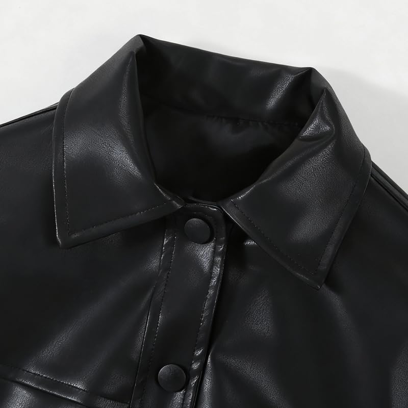 Boys Girls Motorcycle Faux Leather Jackets Toddler Kids' Coat Outerwear with Pocket3