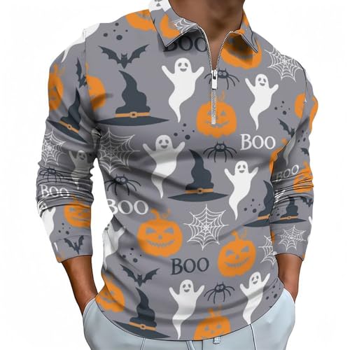 Polo à manches longues homme col zippé confortable pour jouer au golf en automne