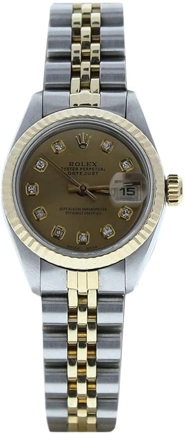 Rolex 69173 26mm Ladys Datejust Steel & Gold Jubilee Band Custom Champagne Diamond Dial (Certified Pre-Owned)