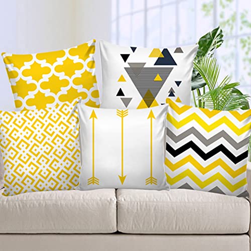 Image of AEROHAVEN Set of 5 Decorative Hand Made Jute Throw /Pillow Cushion Covers - CC178 - (16 x 16 Inch)