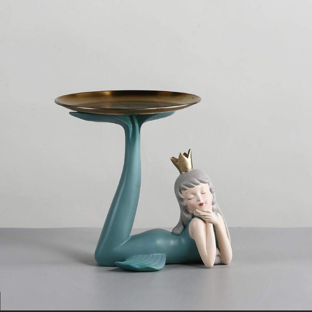 Plateau de rangement pour cles integre a une sculpture decorative rose