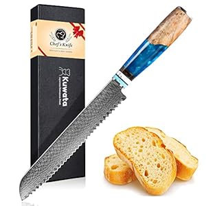 Bread Knife, Damascus Multifunction Serrated Knife, Professional Japanese VG10 Damascus Steel Bread Knife,Serrated Cake Knife Bread Cutter for Homemade Crusty Bread