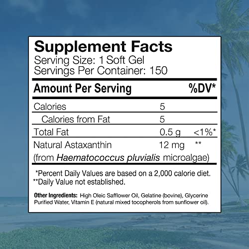 Nutrex Hawaii, Bioastin Hawaiian Astaxanthin 12 Mg, Boosts Immunity And Supports Eye, Skin And Joint Health, 150 Count #TOP1