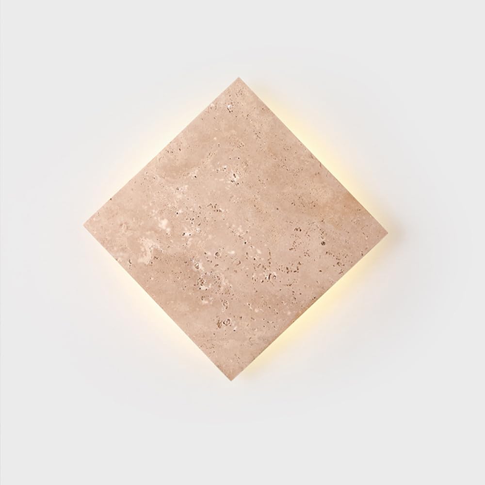 Aplique De Pared LED De Piedra Natural De 18 W, 9,85", Estilo Nórdico Moderno, Cuadrado, De Mármol, 3000 K-4000 K-6000 K, para Interiores, Estilo Rústico, Dormitorio, Sala De Estar Y Baño.