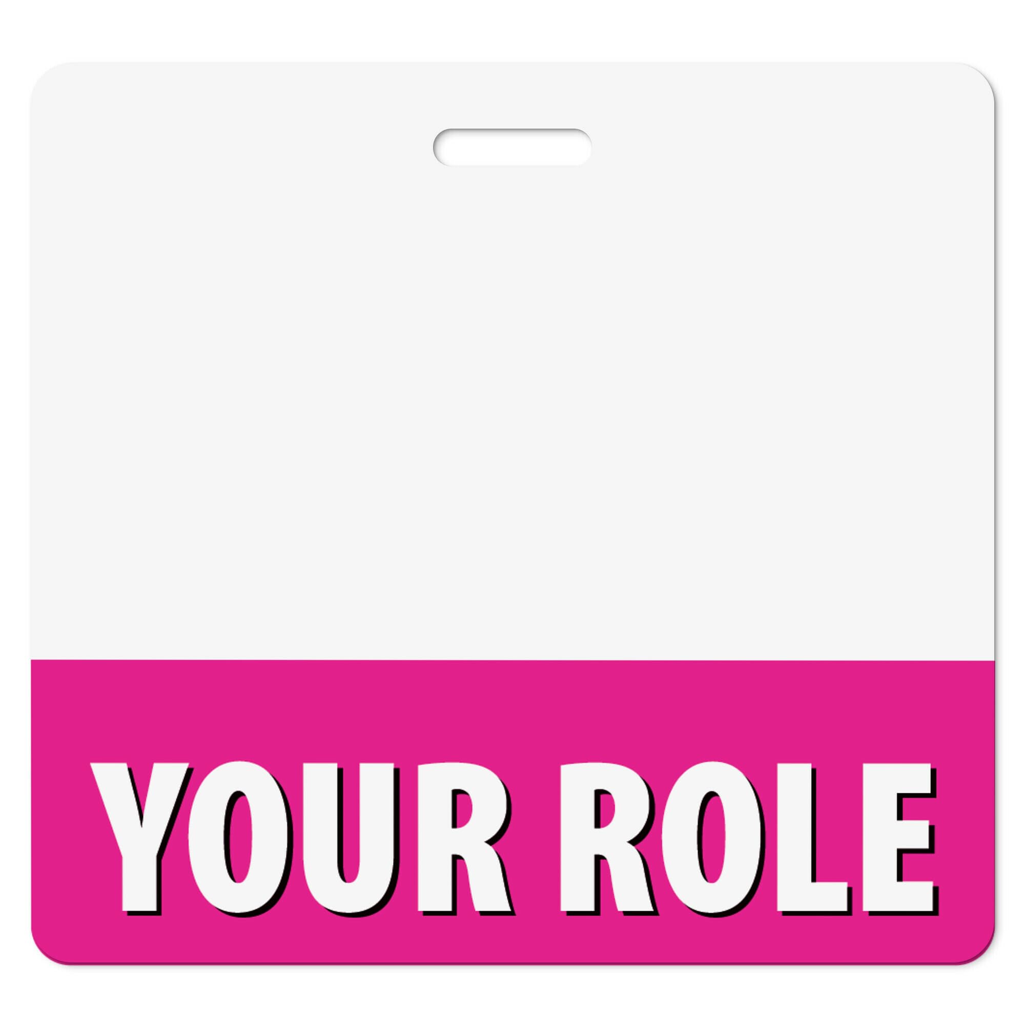 Personalized Print Badge Buddy - in Bright Pink Color - Horizontal (5 Pcs) - Print On Both Sides - Durable and Water Resistant Ideal for Teachers,