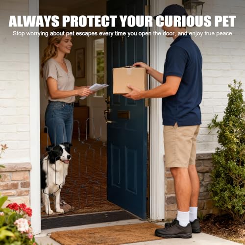 Retractable Dog Gate for Front Door, 26" Wide x 30.7" Tall Safety Metal Pet Gate for Dogs When Opening, Easy Install Front Entry Dog Door Barrier - Image 3