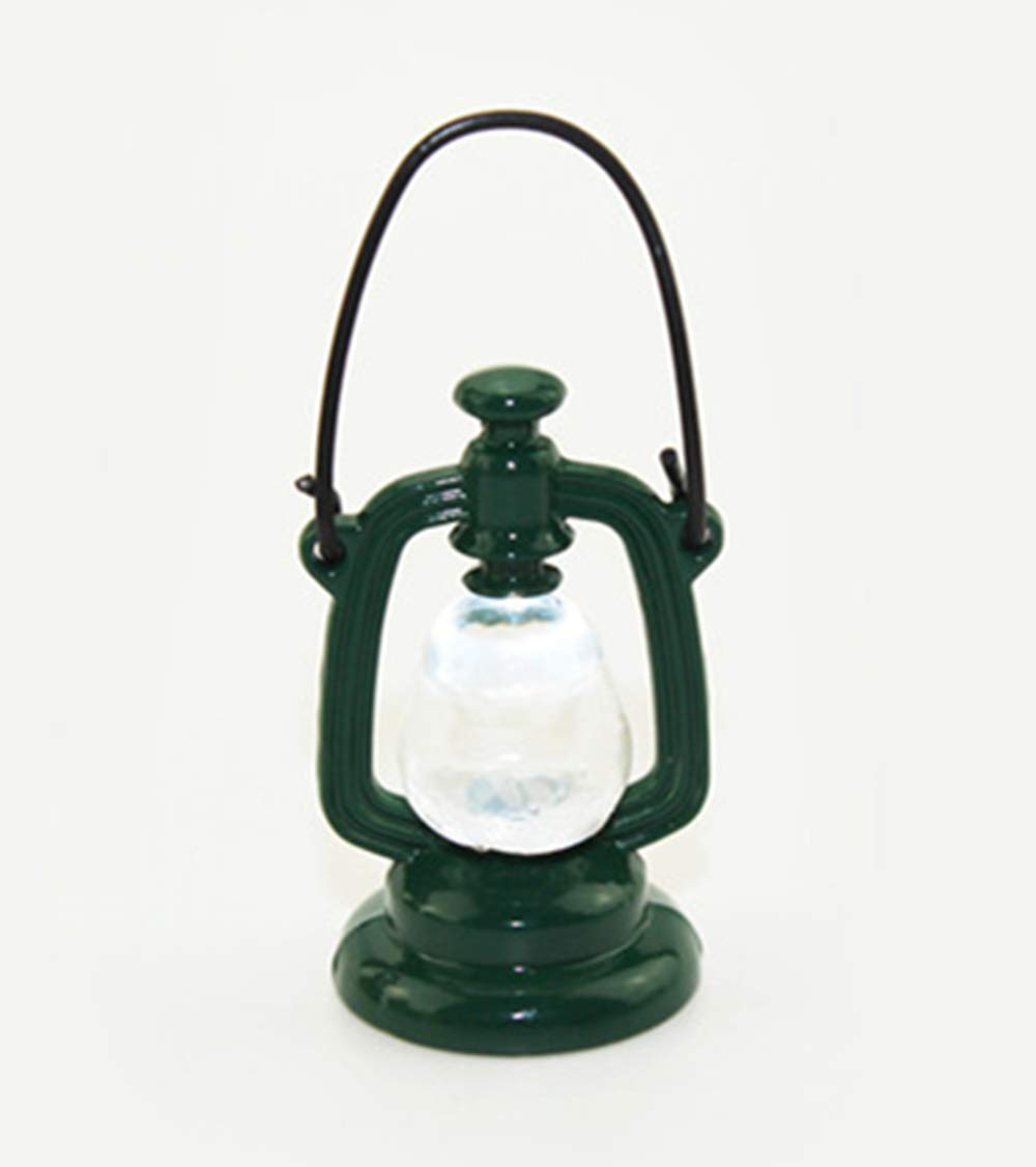 SXFSE Dollhouse Decoration Accessories, 1:12 Dollhouse Miniature Scene Model Hurricane Lantern Play Toy (Green, 23 x 43 mm)