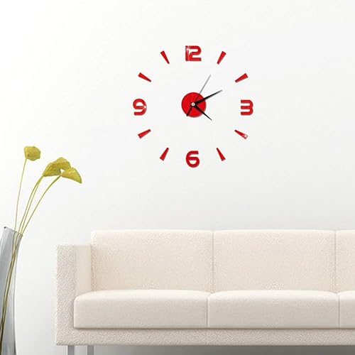 Miniatura 4 de Pilipane Reloj de pared moderno sin marco, moderno reloj de pared 3D para bricolaje, espejo con adhesivo decorativo sin marco, kit de reloj de pared