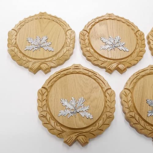 GTK Oferta 5 placas de cuña talladas de roble claro AF 14 cm con 5 hojas de roble de 6 hojas, tabla de cuñas, tabla de especias, cartel para trofeos