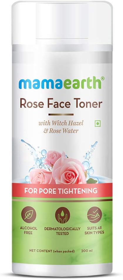 Rose Water Face Toner with Witch Hazel & Rose Water for Pore Tightening - 200ml