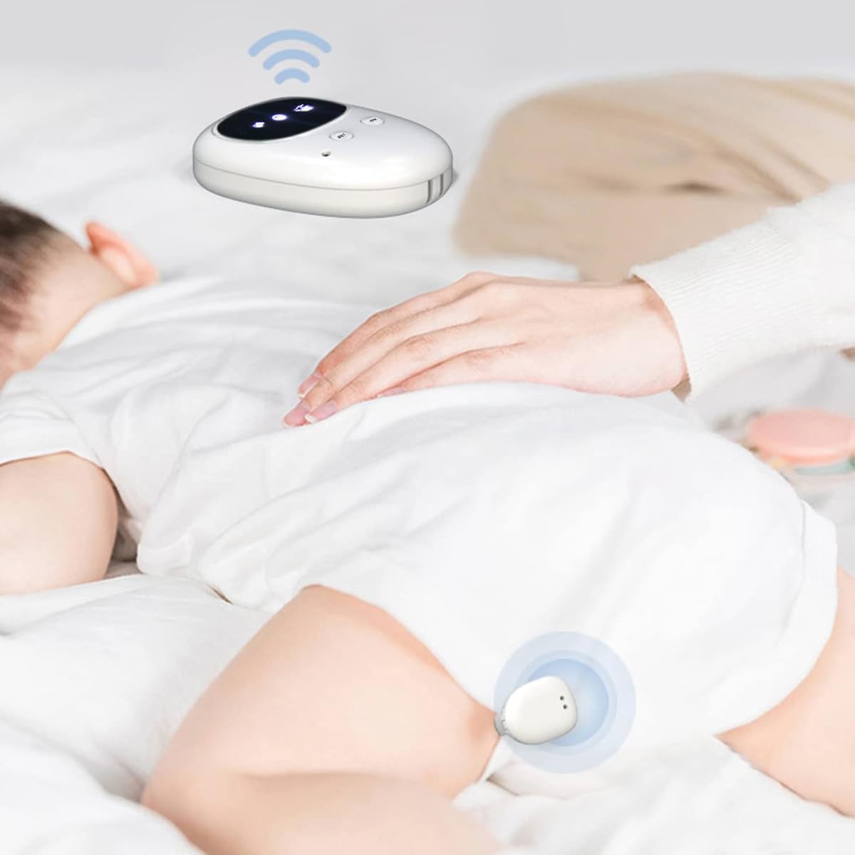 Kabelloser Bettnässer-Alarm für Jungen und Mädchen, USB-C wiederaufladbar, lauter Ton, starke Vibration, Urinalarm, Töpfchentraining für Kinder (Weiß)