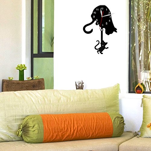 Reloj de Pared con Péndulo de Gato y Ratón Negro miniatura 2