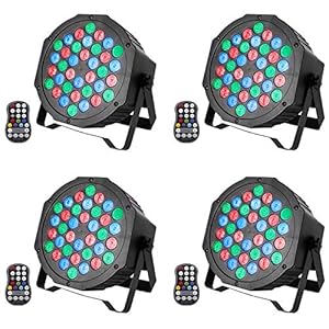 UKing 4pcs RGBW LED Par Sans Fil avec Batterie intégrée, 36 LED Lampe de Scène avec Télécommande DMX, Éclairage de Scène Par 7 à 15 Heures Rechargeable pour église de mariage, DJ