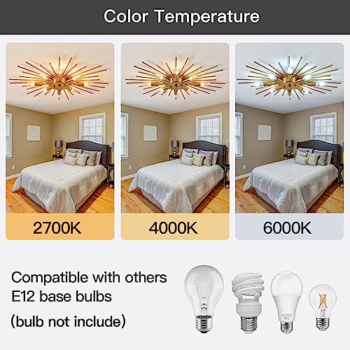 Zglaojt Semi Flush Mount 8 Light Ceiling Light Modern Metal Ceiling Lighting Gold Light Fixture Chandelier For Farmhouse Kitchen Dining Room Bedroom Hallway Living Room. thumb #2