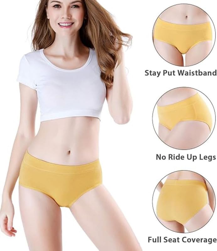 Image of DIVING DEEP Women's Cotton Underwear, Mid Waist Full Coverage Underpants, Post Partum Briefs Panties for Women Multipack-4