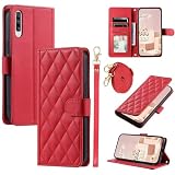 Cover per Samsung Galaxy A50/A30S/A50S con Cordino, Premium Pelle PU Portafoglio con Supporto Flip Libro Libretto Custodia [Protezione Completa] [Slot per Scheda] [Supporto Stand] - Rosso