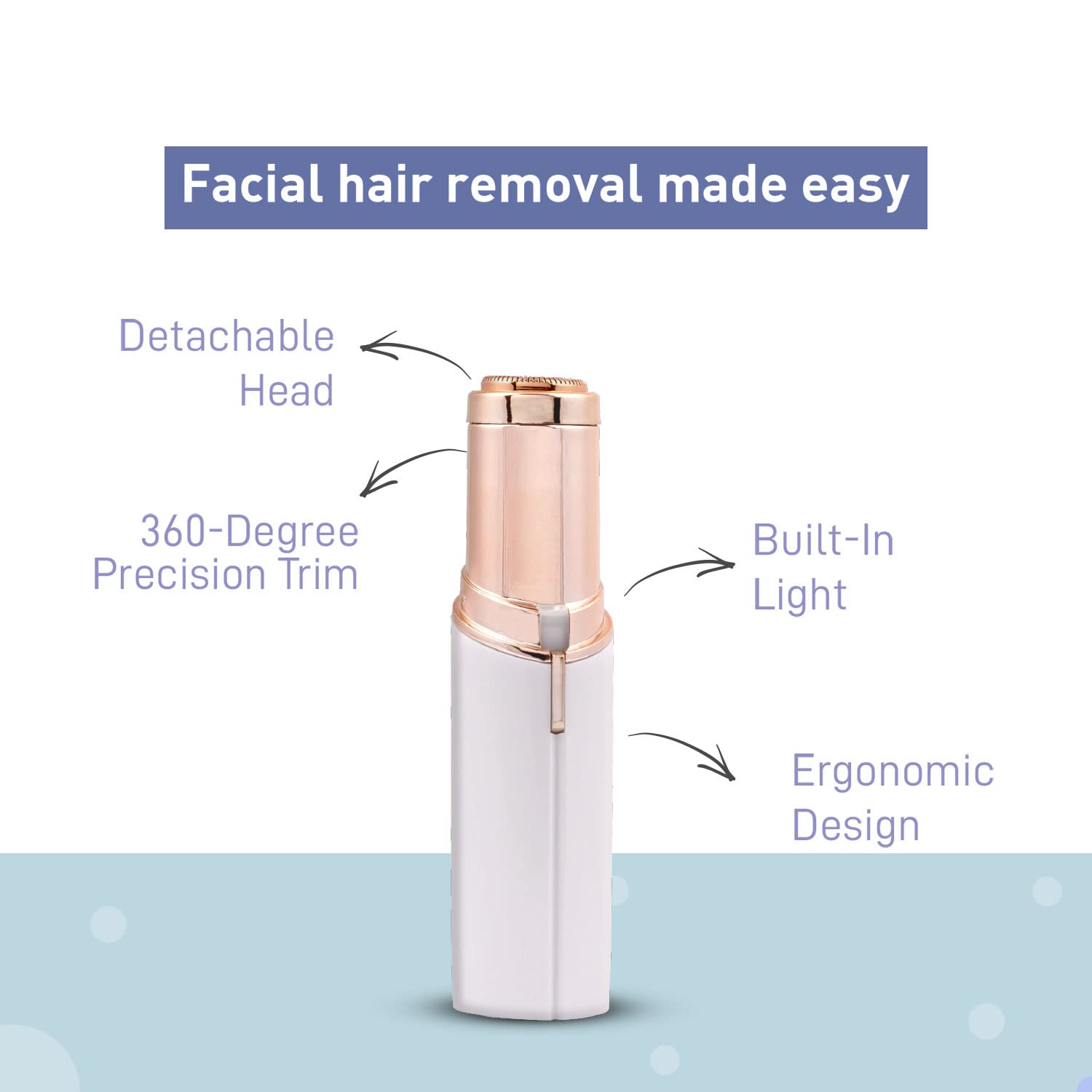 Sirona Face Mini Hair Remover for Women (Pack of 1), Electric Facial Hair Removal, Quick, Gentle & Painless, Smooth Skin, On-The-Go for Upper Lips, Nose Trimmer, Threading Machine for Women 3