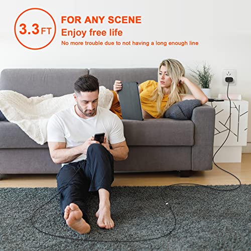 Image of for iPhone Charger Extension Cord,[Apple MFi Certified] Nylon Braided Lightning Extender Dock Cable Male to Female Adapter 3.3FT for iPhone 14 Pro 13 Pro 12 11 X XR 8 7 6 Pass Video,Data,Audio