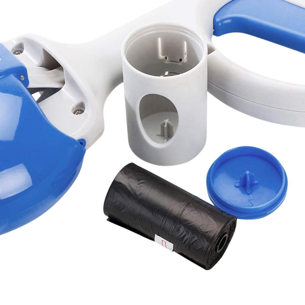 Pelle à déjections canines portable pour animal domestique avec pince - Longue mâchoire - Bleu