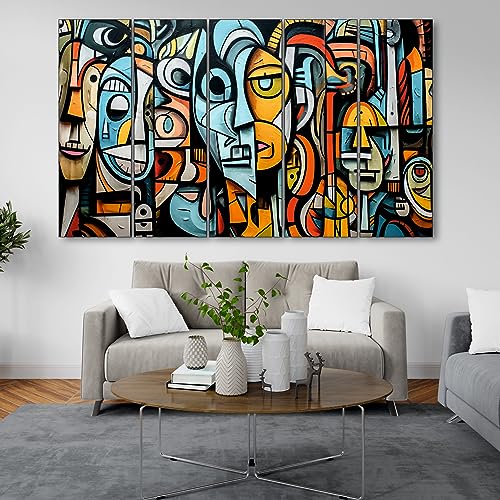 Image of The Castle Decor-Brick lane graffiti wall Art Set of 5 Big Size (27x48) Multiple Frames Wall Art Painting for living room,Bedroom,Drawing room,Hotels-Wooden Framed-Digital Painting