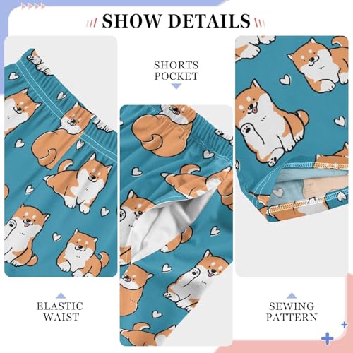 CaTaKu Boys Cute Shiba Inu Dog Pants for Boys Girls Wide Leg Sweatpants Kids Long Bottoms with Pockets Size 6-14Y4