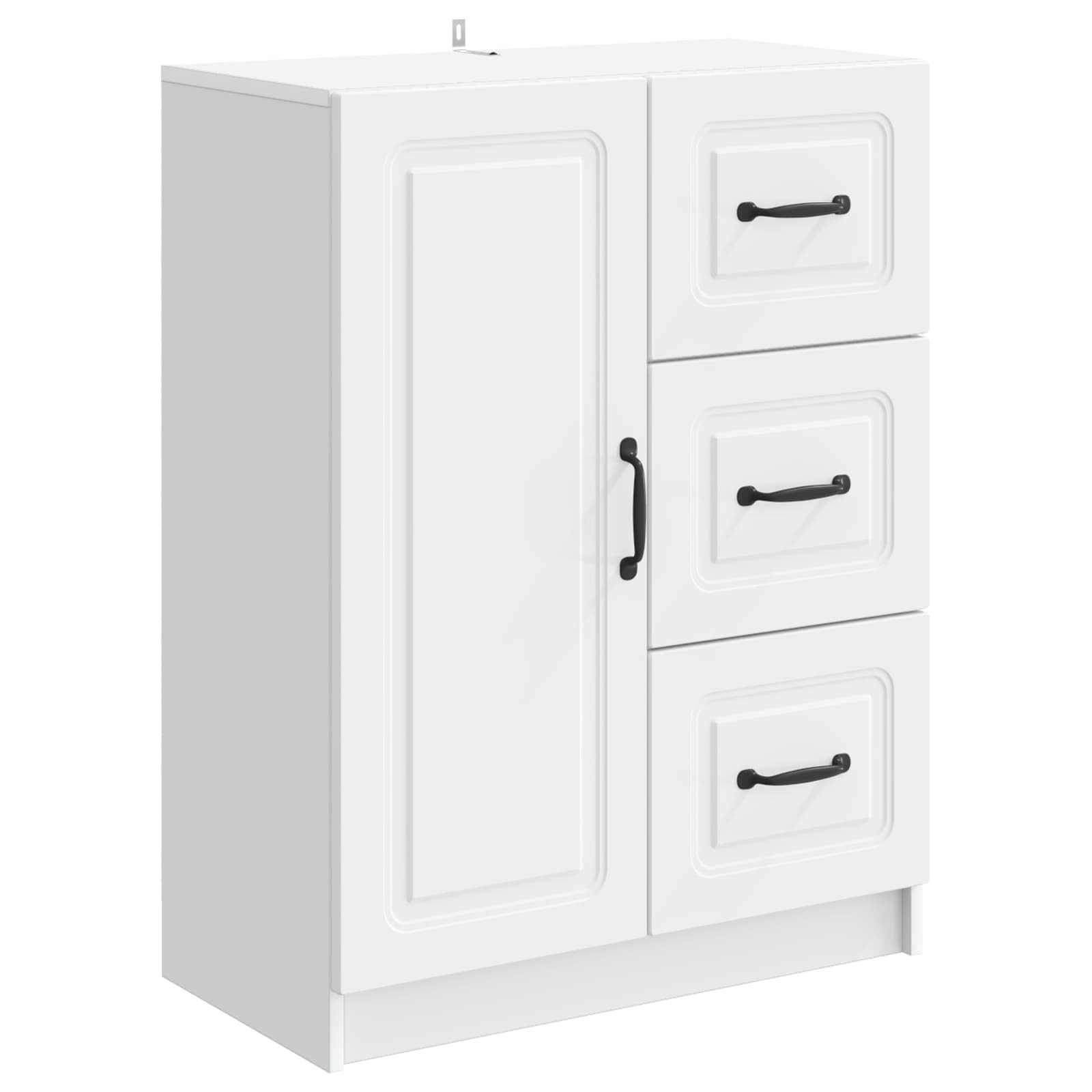 Credenza con 3 cassetti e anta, colore bianco, 66 x 34,5 x 87 cm