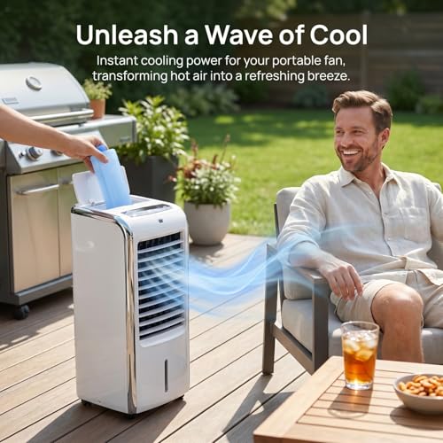 Image of Mini Reusable Freezer Packs for Swamp Cooler, 4pcs Ice Blocks for Portable Air Conditioner Fans, Freezer Blocks Ice Crystal Boxes for Lunch Box Camping, Picnics, Beach, Fishing,6.10x1.57x 1.57in