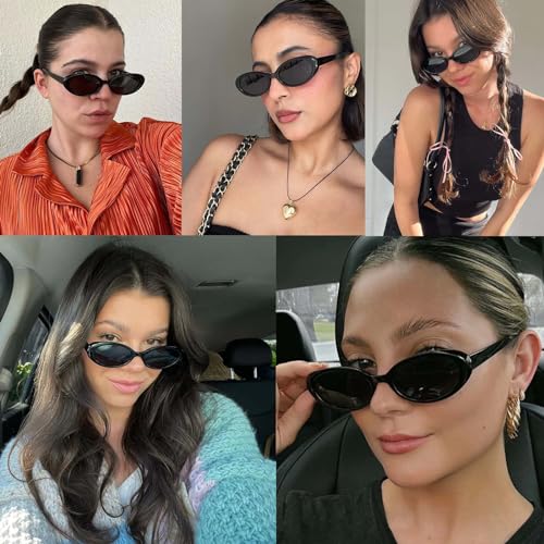 JUDOO Tiny Small 90s Sunglasses for Women Men Retro Oval Tinted Glasses3