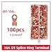 Cable Ends Terminals Connectors, 100pcs/box Wire Terminal OT-3A/5A/10A Non-Insulated Ring Cable Connector Diameter Red Copper Round Connector Bare Cell Open Lug(Ot-3a 100pcs)