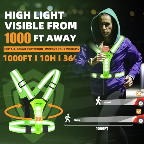 LED Reflective Vest Running Gear, 360° High Visibility Running Vest with Adjustable Waist/Shoulder - Image 2