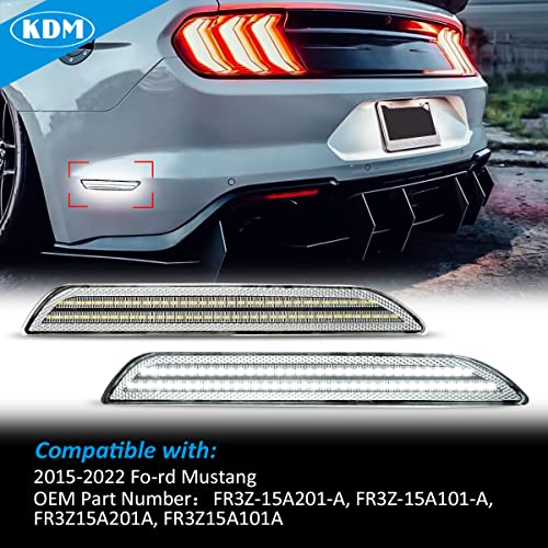 Kdm Led Fender Side Marker Reflectors Lights Dual Rows, Compatible For 2015-2022 Ford Mustang Assembly Rear Side Bumper Marker Lamp,Clear Lens Bright White Pack Of 2 #TOP3