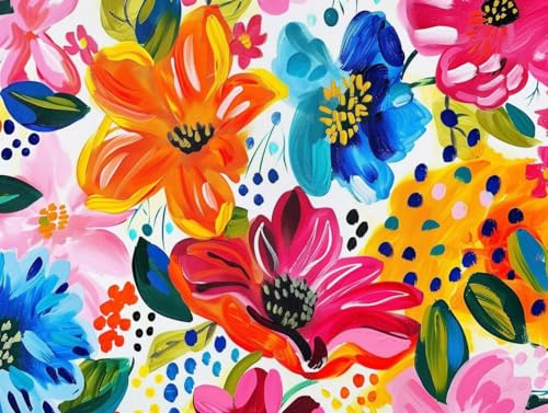 Diamond Painting Complet 45x60 cm : Une Toile de Qualité Supérieure aux Motif Fleurs