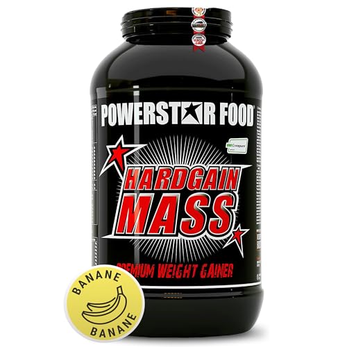Powerstar HARDGAIN MASS 3600g | WEIGHT GAINER mit Kreatin & ohne Zucker-Zusatz | Masse, Kraft & schneller Muskelaufbau | Deutsche Herstellung | Mass Gainer Shake zum Zunehmen | Banana