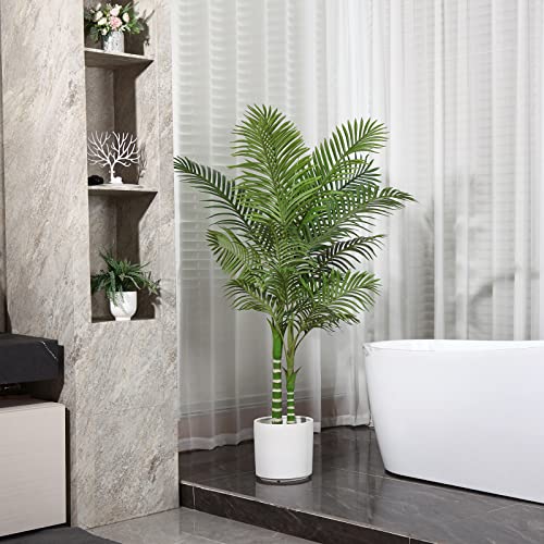 Oakred Artificial Golden Cane Palm Tree 5 Feet Fake Plant For Home Decor Indoor Outdoor Faux Areca Palm Tree In Pot For Home Office Perfect Housewarming Gift,Set Of 2 #TOP4