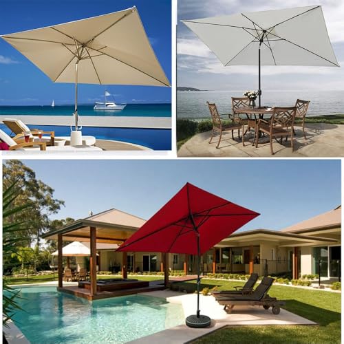 Sombrilla de jardín rectangular 3x2m toldo para patio con manivela inclinada 8