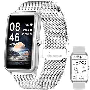 Smart horloge, 1,57″ fitness tracker horloge, HD touchscreen smartwatches met hartslag, slaapmonitor, stappenteller sport horloge, heren dames waterdichte smartwatch voor iOS Android(Color:Zilver)