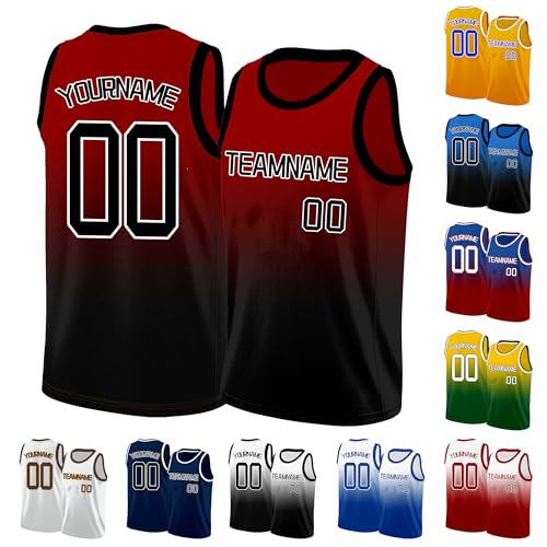 Image of Custom Basketball Jersey for Men - Personalized Name & Number, Embroidered or Printed, Athletic Shirt for Kids, Boys & Youth
