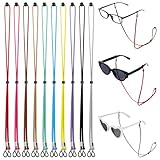 WJIAAA 10 Stück Brillenband Leder, Verstellbares Brillenbänder für Damen Herren,Bunt Brillenkette Einstellbarer Brille Cord für Sonnenbrillen Lesebrillen Kette Sportbrillen 10 Farben