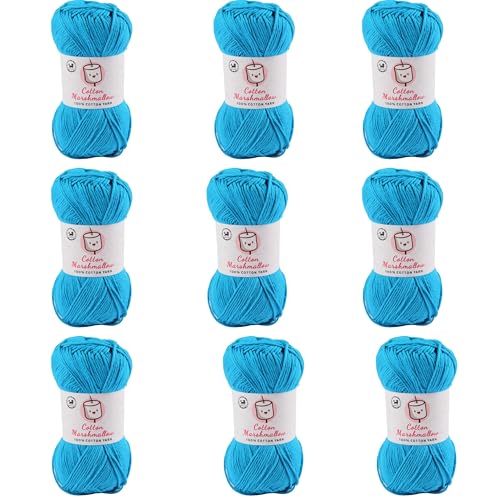 Image of NESTNHAVEN Cotton Marshmallow 100% Cotton Yarn - (50 g, 130 m) - Luxury Yarn for Crochet, Amigurumi, Embroidery, Toys, Garments, Flowers and Hobby Projects (Blue) |