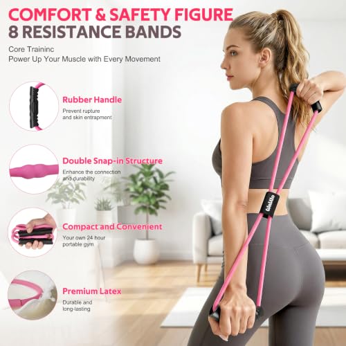 Image of WALITO 15 PCS Pilates Kit, Adjustable Pedal Resistance Band with Handle, Figure 8 Resistance Band for Exercise Women, At Home Workout Equipment Set with Yoga Ball & Booty Bands for Full Body Gym